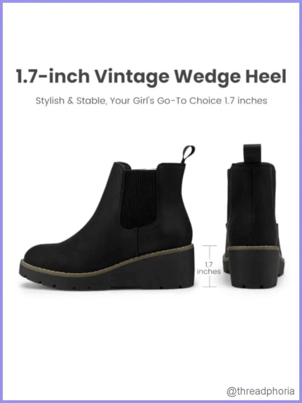 Girls Slip On Chelsea Wedge Ankle Boots
